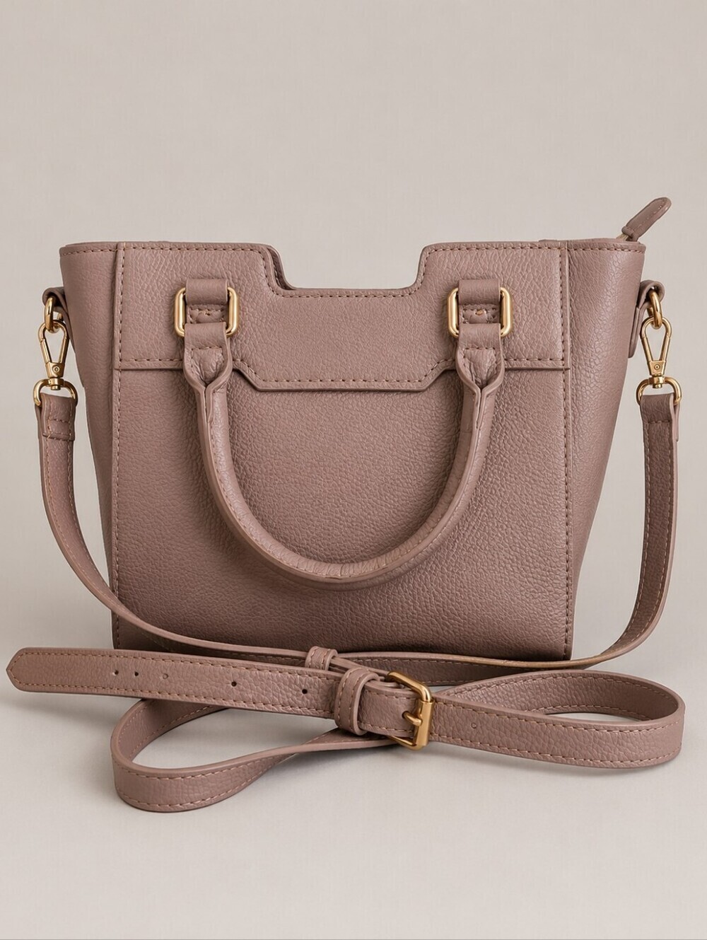 MADISON WEST Mauve Pebble Faux Leather Medium Satchel Bag FLAWED